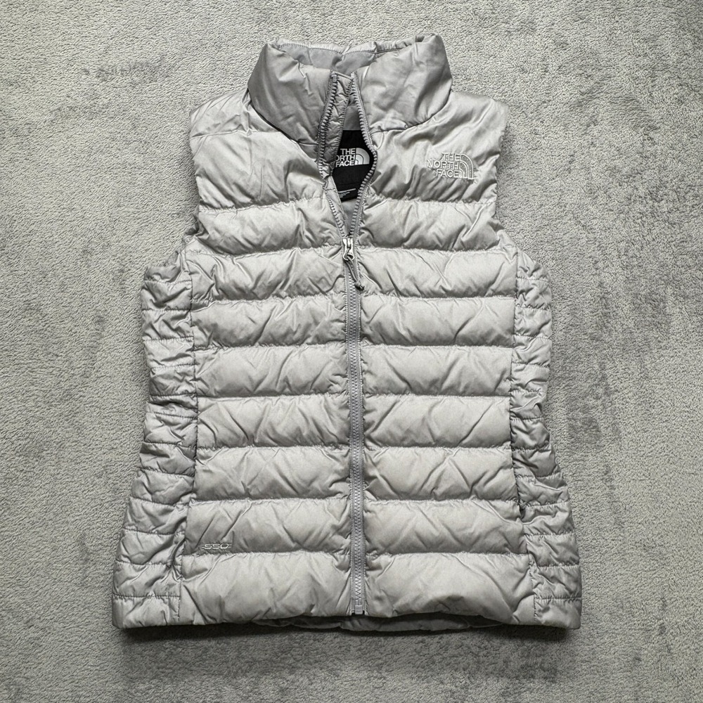 The North Face Puffer Vest 550 Womens Small Gray Sleeveless Nylon